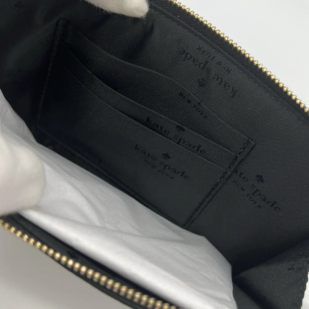 Kate Spade Lucy Spade Flower Medium L-zip Wristlet Black Multi